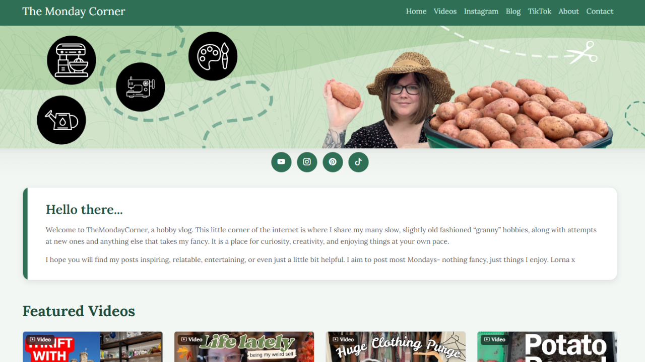 A screenshot of the website homepage as it looks now.